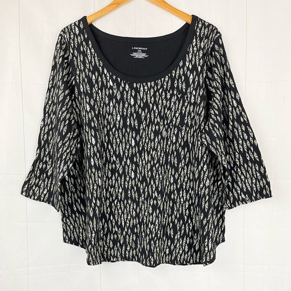 Lane Bryant Black Gold Leaves Top Size 22/24